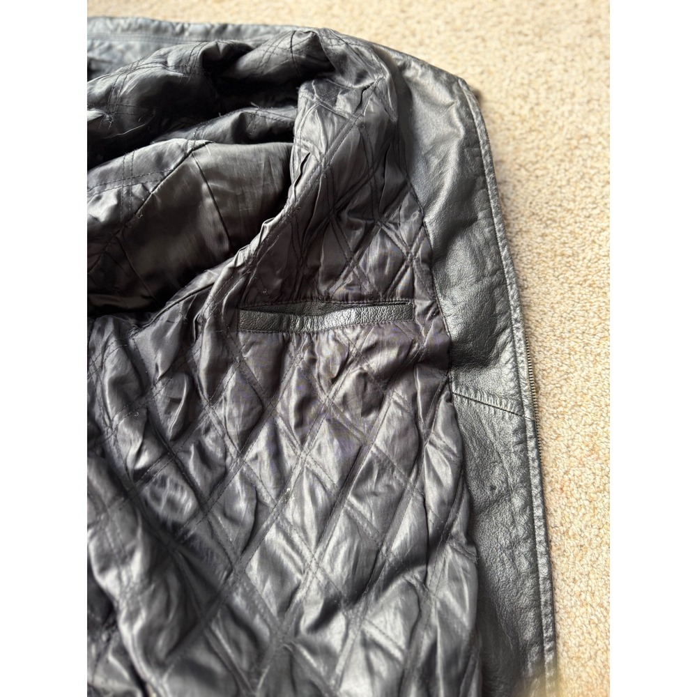 St. John Bay Leather Jacket men XLT Black Bomber Lined Collared - Picture 12 of 13